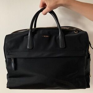 TUMI black nylon weekender bag